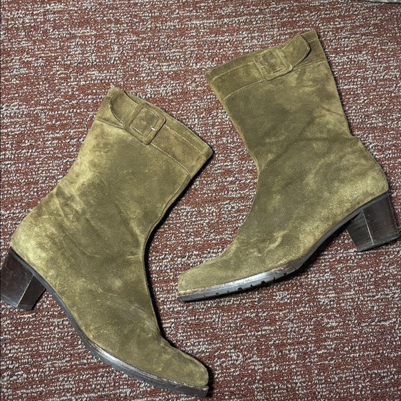 Bottega Veneta olive green brown Suede Heeled Boots classic elegant boot 10.5 - Picture 5 of 15